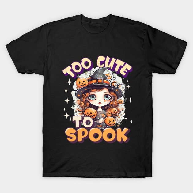 Too Cute To Spook Redhead Chibi Anime Witch T-Shirt by RuftupDesigns